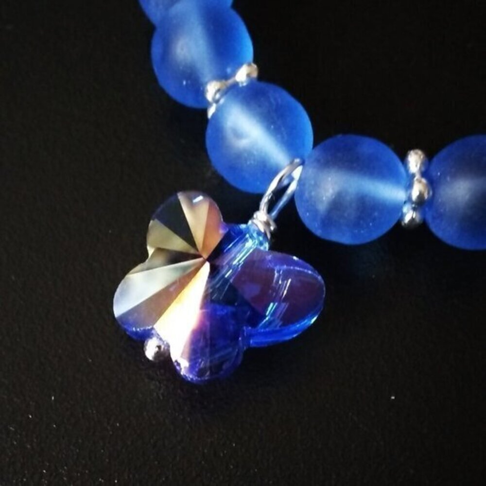 Sky Blue Butterfly Stretch Bracelet! GirlyGirl's or Teen's Blue - Picture 8 of 8